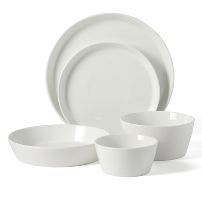 Martha Stewart Plates and Bowls Sets, 30-Piece Porcelain Dinnerware Set for 6, Dinner Plates, Dessert Plates, Pasta Bowls, Cereal & Fruit Bowls