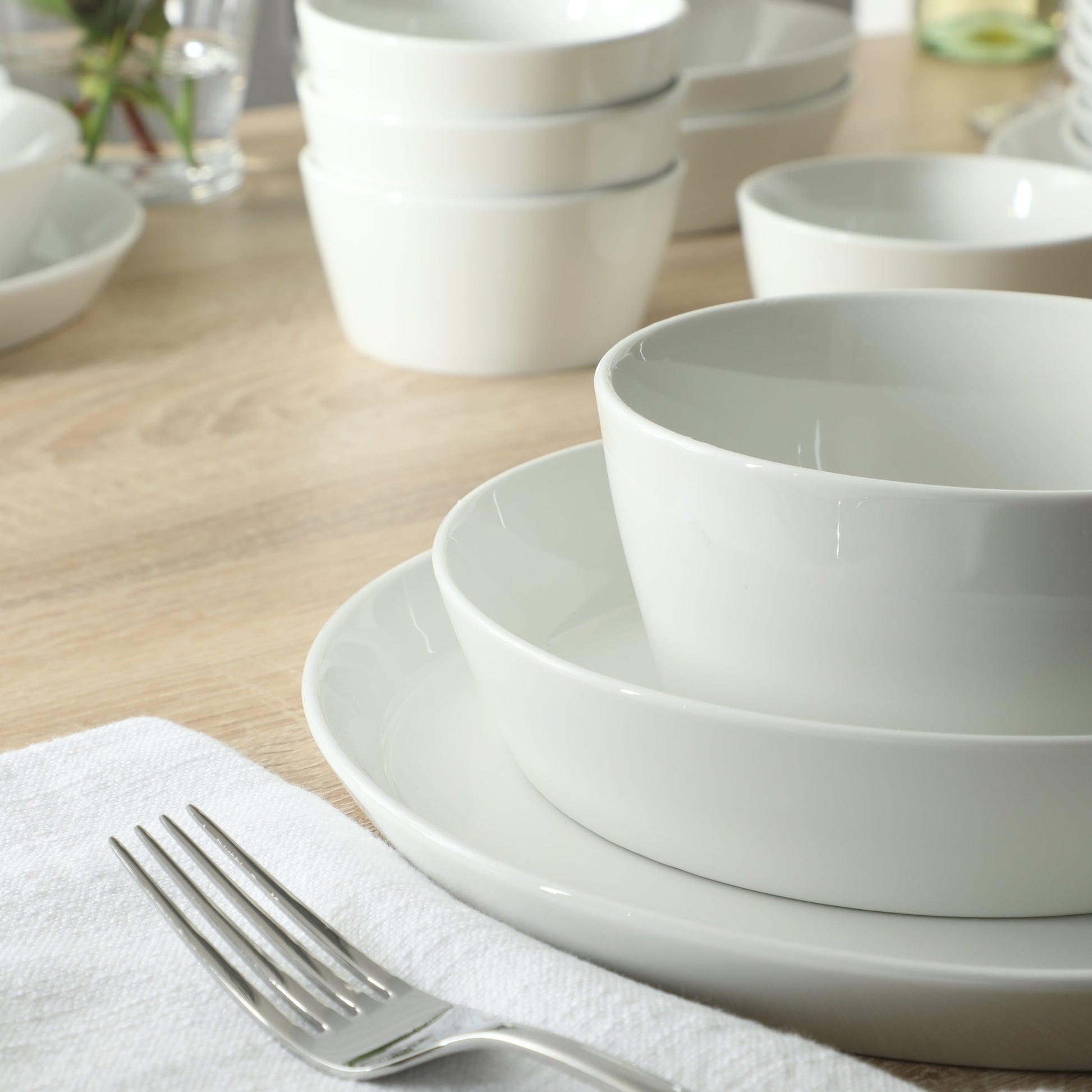 Martha Stewart Plates and Bowls Sets, 30-Piece Porcelain Dinnerware Set for 6, Dinner Plates, Dessert Plates, Pasta Bowls, Cereal & Fruit Bowls