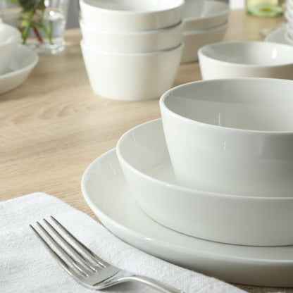 Martha Stewart Plates and Bowls Sets, 30-Piece Porcelain Dinnerware Set for 6, Dinner Plates, Dessert Plates, Pasta Bowls, Cereal & Fruit Bowls