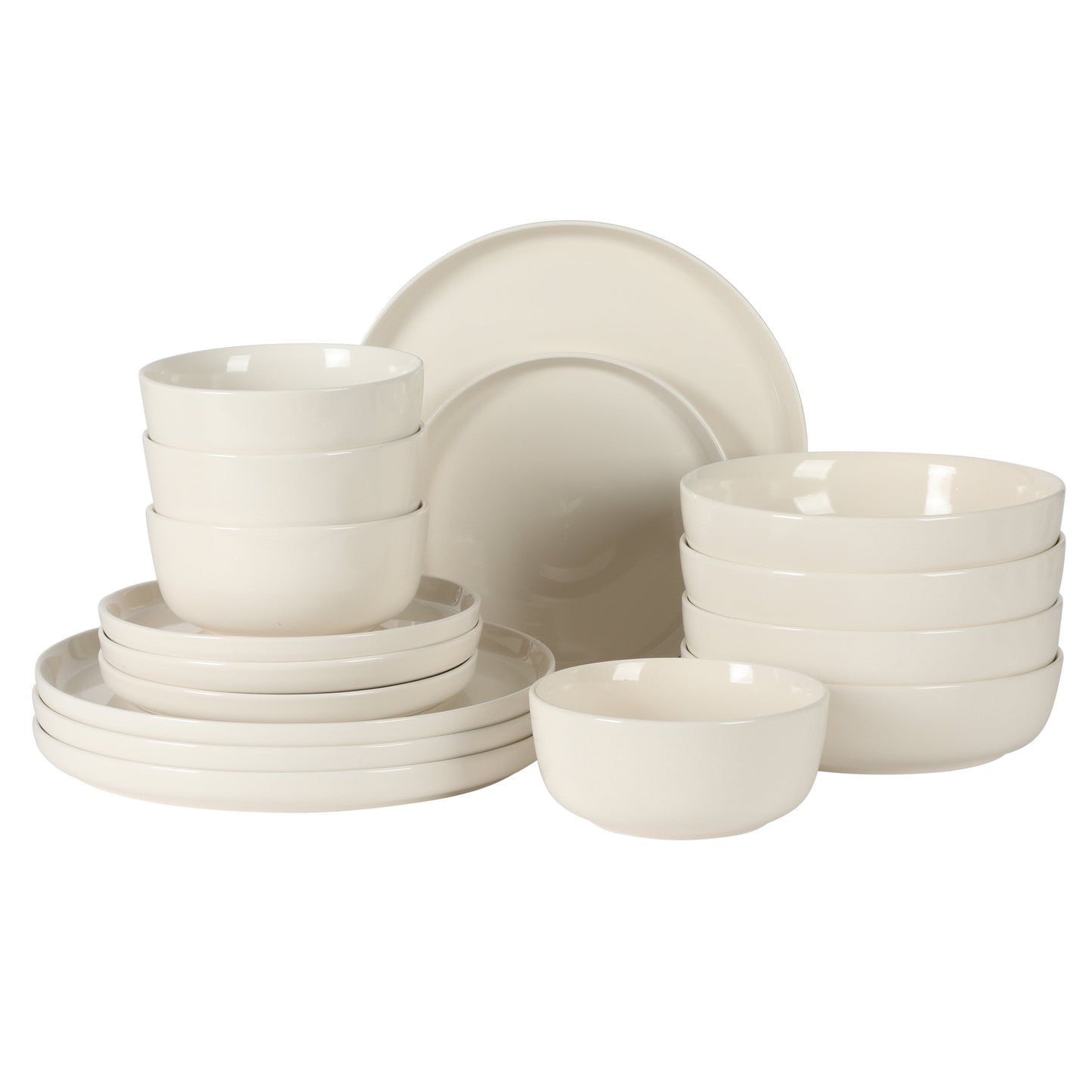Gibson Home Serenity 16 Piece Modern Porcelain Dinnerware Set for 4, Plates and Bowls Set, Dinner Plates, Salad Plates,  Cereal Bowls