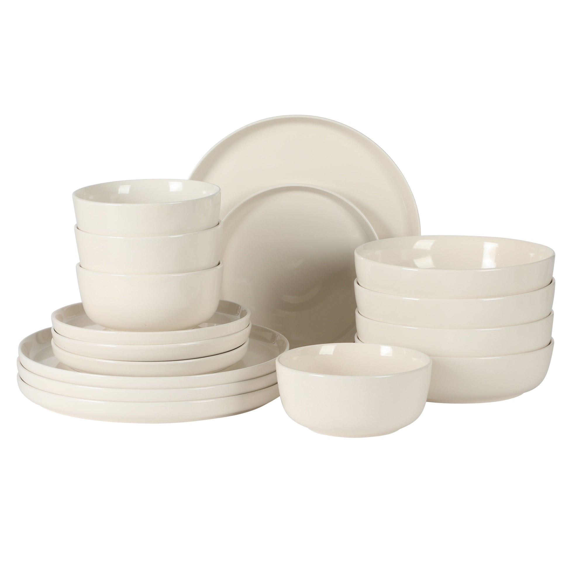 Gibson Home Serenity 16 Piece Modern Porcelain Dinnerware Set for 4, Plates and Bowls Set, Dinner Plates, Salad Plates,  Cereal Bowls
