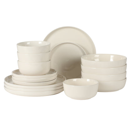 Gibson Home Serenity 16 Piece Modern Porcelain Dinnerware Set for 4, Plates and Bowls Set, Dinner Plates, Salad Plates,  Cereal Bowls