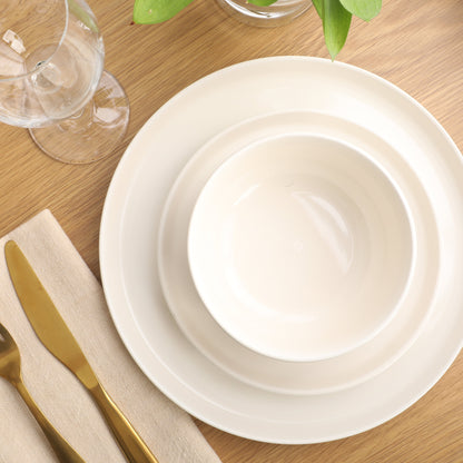 Gibson Home Serenity 16 Piece Modern Porcelain Dinnerware Set for 4, Plates and Bowls Set, Dinner Plates, Salad Plates,  Cereal Bowls