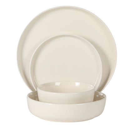 Gibson Home Serenity 16 Piece Modern Porcelain Dinnerware Set for 4, Plates and Bowls Set, Dinner Plates, Salad Plates,  Cereal Bowls