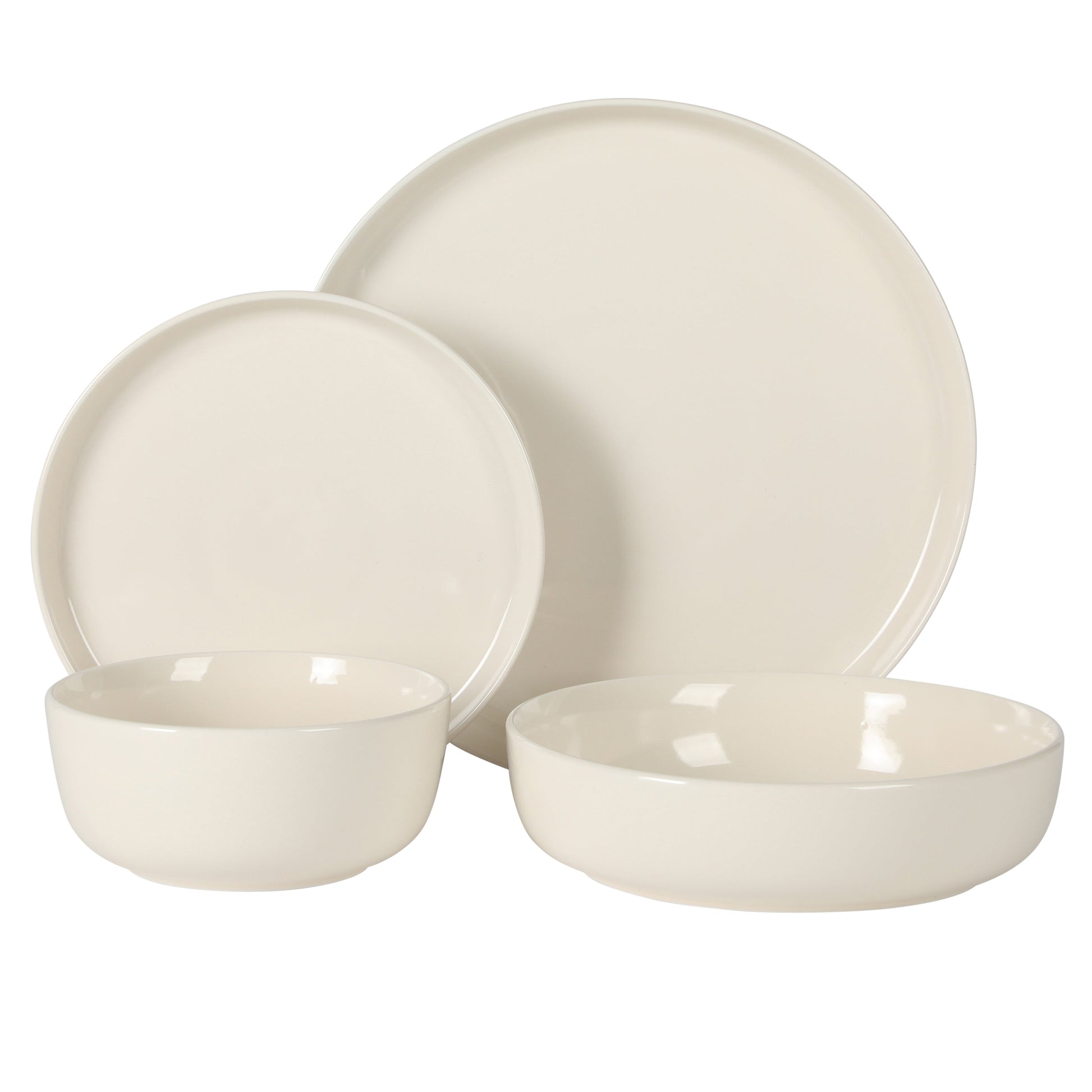 Gibson Home Serenity 16 Piece Modern Porcelain Dinnerware Set for 4, Plates and Bowls Set, Dinner Plates, Salad Plates,  Cereal Bowls
