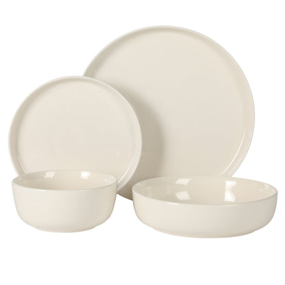 Gibson Home Serenity 16 Piece Modern Porcelain Dinnerware Set for 4, Plates and Bowls Set, Dinner Plates, Salad Plates,  Cereal Bowls