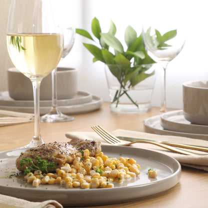 Gibson Elite Moonstone 12 Piece Modern Stoneware Dinnerware Set for 4, Grey Plates and Bowls Set, Dinner Plates, Salad Plates, Bowls