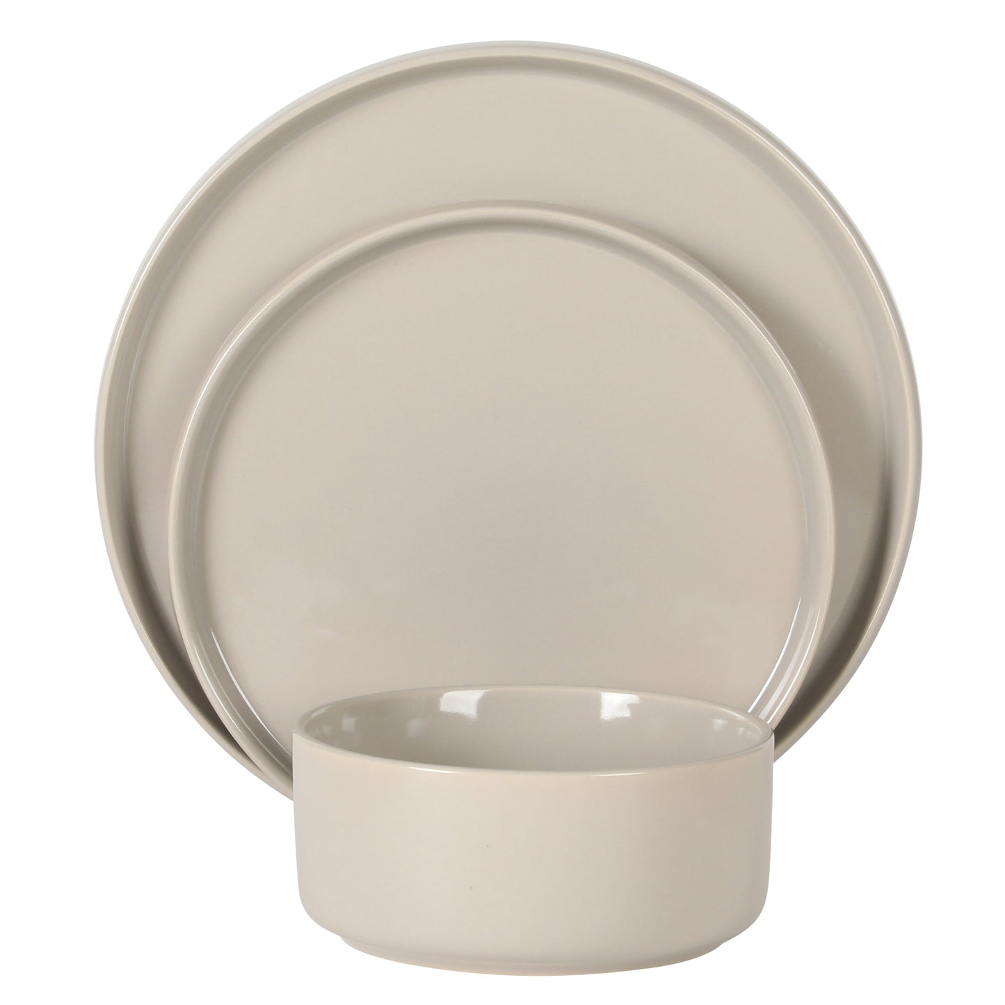 Gibson Elite Moonstone 12 Piece Modern Stoneware Dinnerware Set for 4, Grey Plates and Bowls Set, Dinner Plates, Salad Plates, Bowls