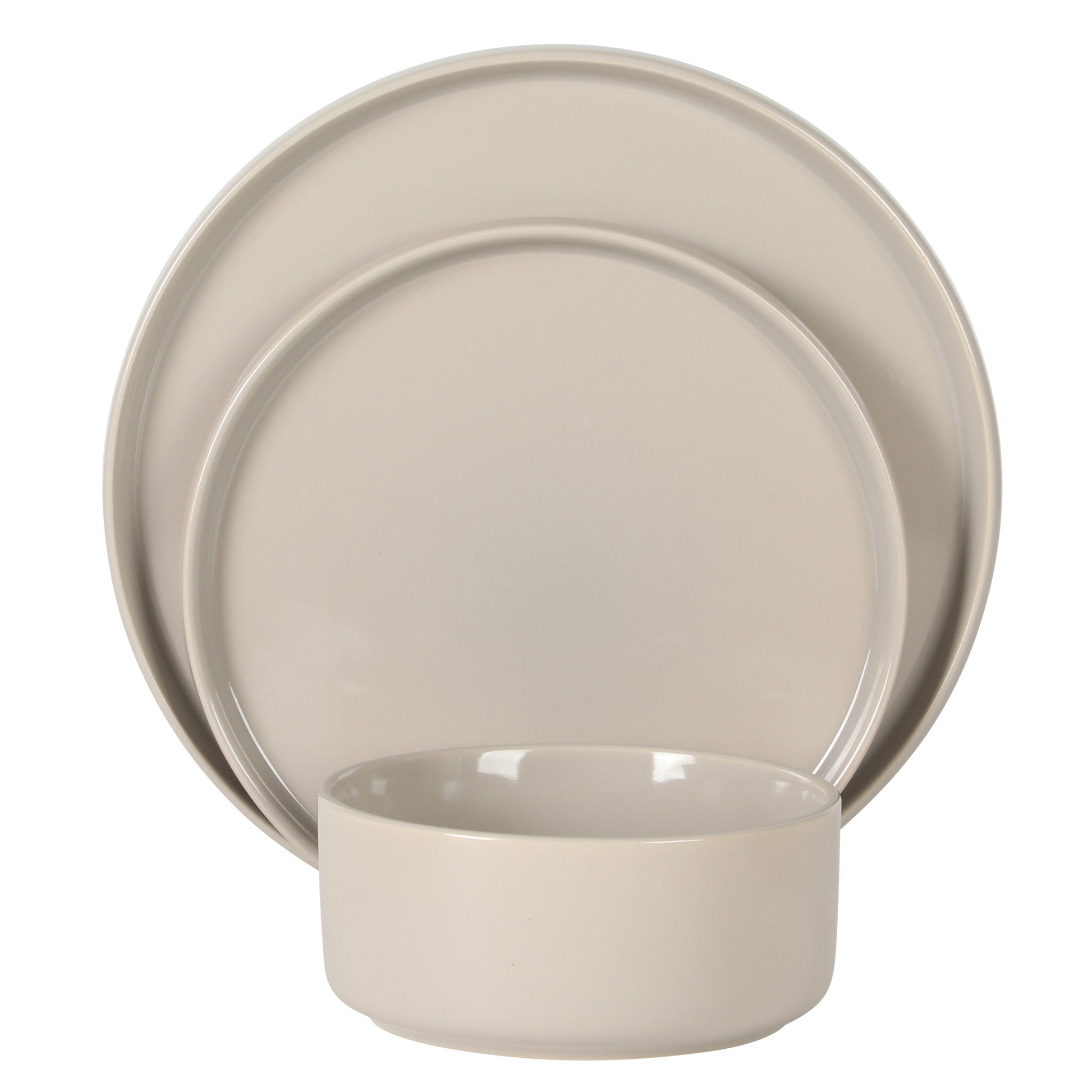 Gibson Elite Moonstone 12 Piece Modern Stoneware Dinnerware Set for 4, Grey Plates and Bowls Set, Dinner Plates, Salad Plates, Bowls