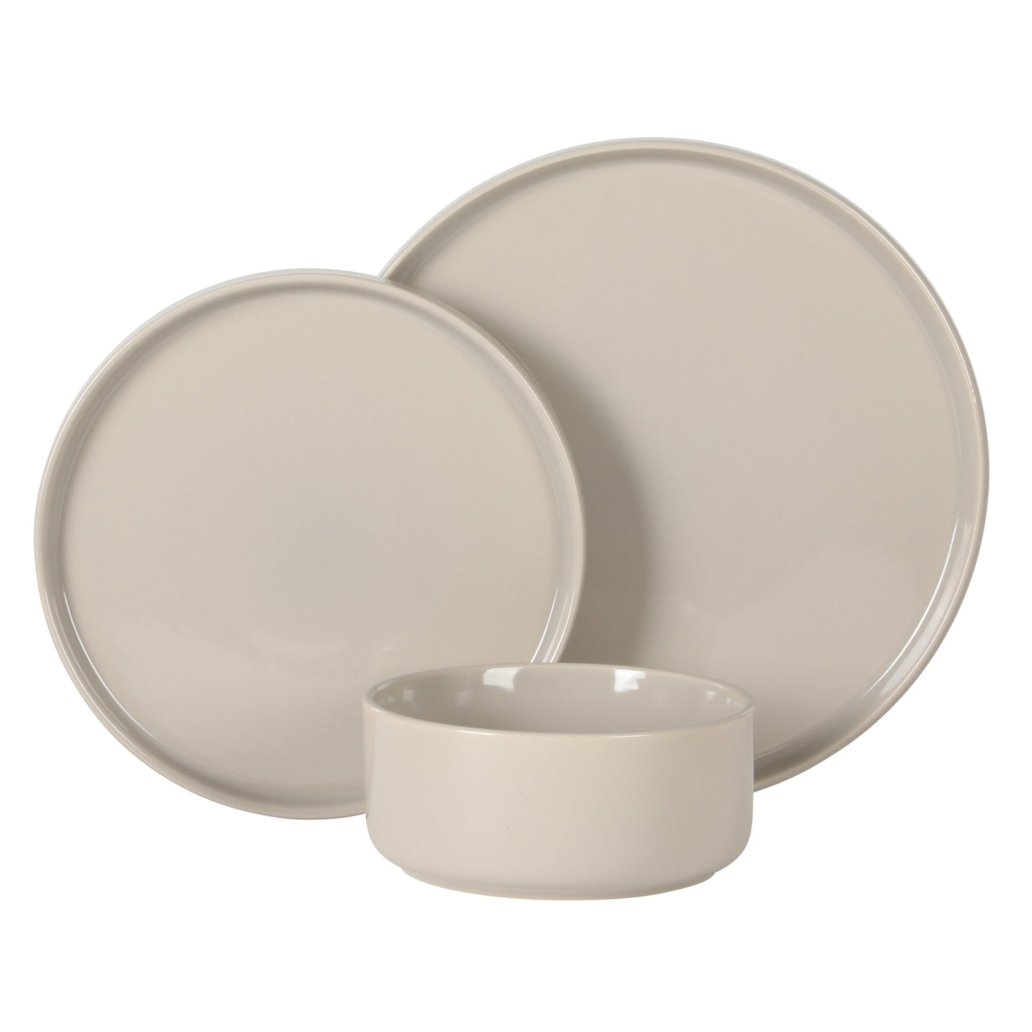 Gibson Elite Moonstone 12 Piece Modern Stoneware Dinnerware Set for 4, Grey Plates and Bowls Set, Dinner Plates, Salad Plates, Bowls