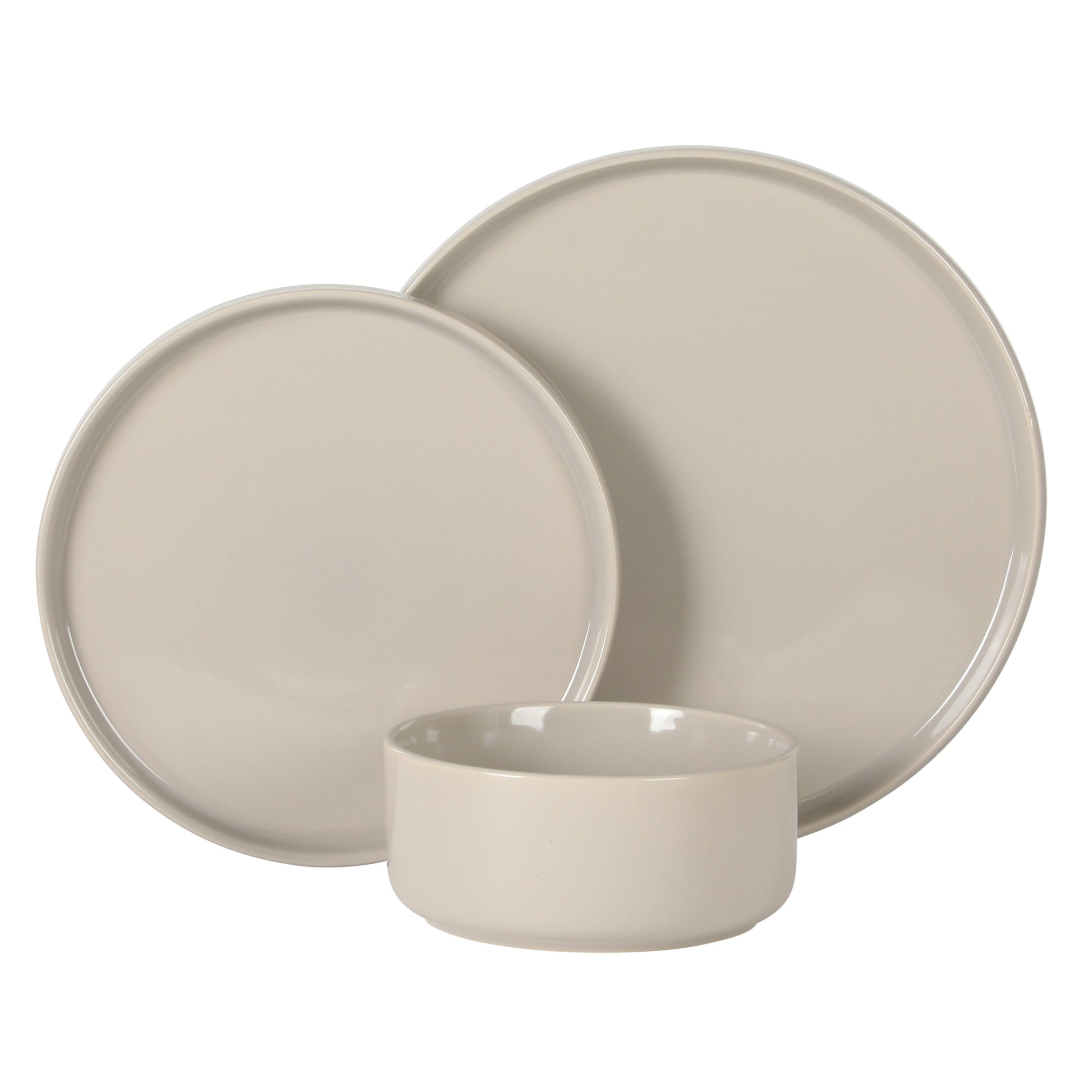 Gibson Elite Moonstone 12 Piece Modern Stoneware Dinnerware Set for 4, Grey Plates and Bowls Set, Dinner Plates, Salad Plates, Bowls