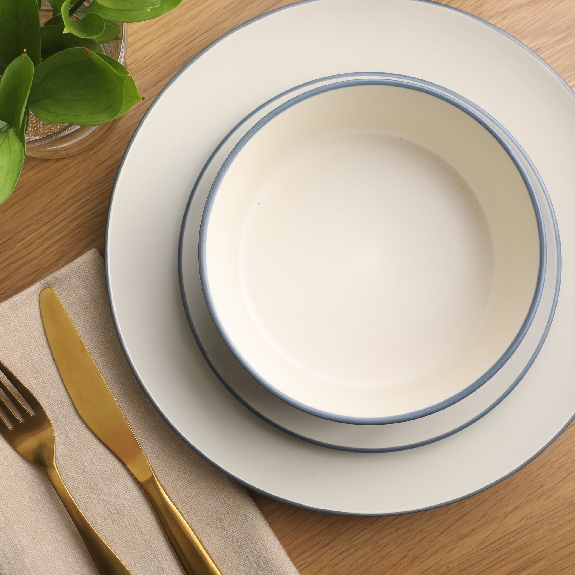 Gibson Elite Oxford Blue Plates and Bowls Sets, 16 Piece Stoneware Dinnerware Sets for 4, Dinner Plates Dessert Plates Bowls Mugs