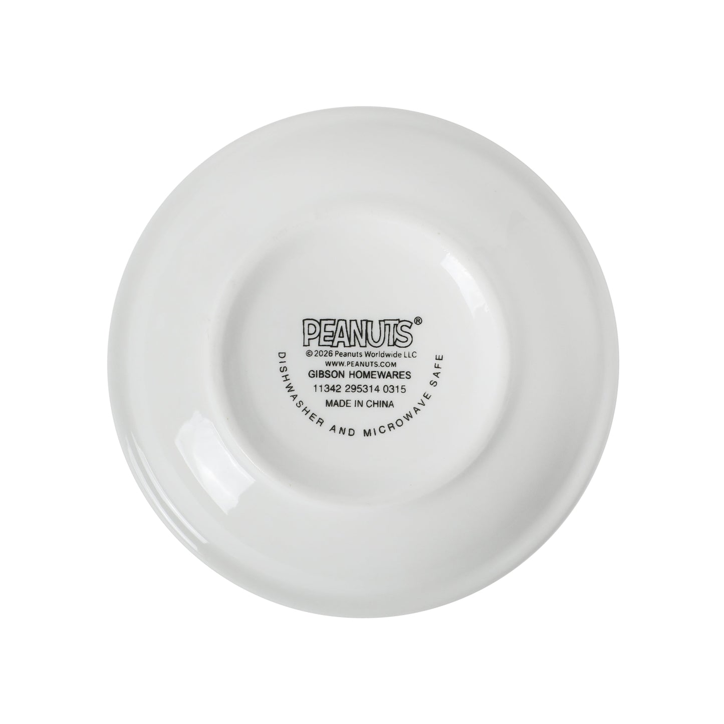 Peanuts Snoopy Cereal Bowls, Set of 4, 4.5-Inch Porcelain Snack Bowls for Ice Cream and Dessert, Sunday Comic Strip Design with Snoopy and Woodstock