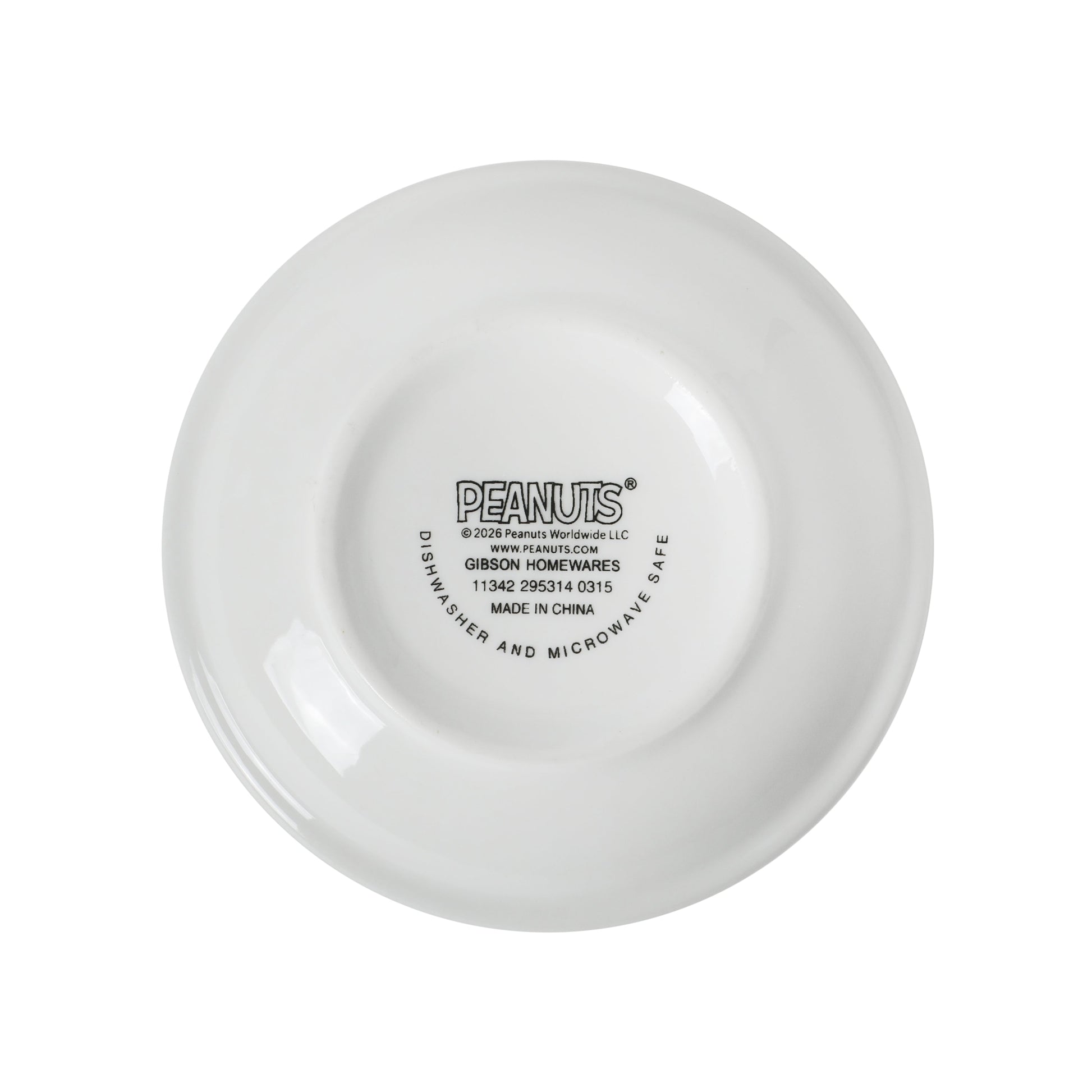 Peanuts Snoopy Cereal Bowls, Set of 4, 4.5-Inch Porcelain Snack Bowls for Ice Cream and Dessert, Sunday Comic Strip Design with Snoopy and Woodstock