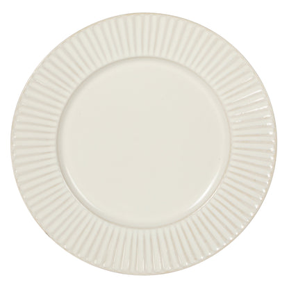 Gibson Elite Soleil 12 Piece Linen White Stoneware Dinnerware Set for 4, Plates and Bowls Set with Dinner Plates, Salad Plates and Bowls