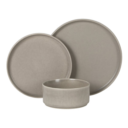 Gibson Elite Avant-Garde 12 Piece Stoneware Dinnerware Set for 4, Plates and Bowls Set with Reactive Glaze,  Dinner Plates, Salad Plates, Bowls