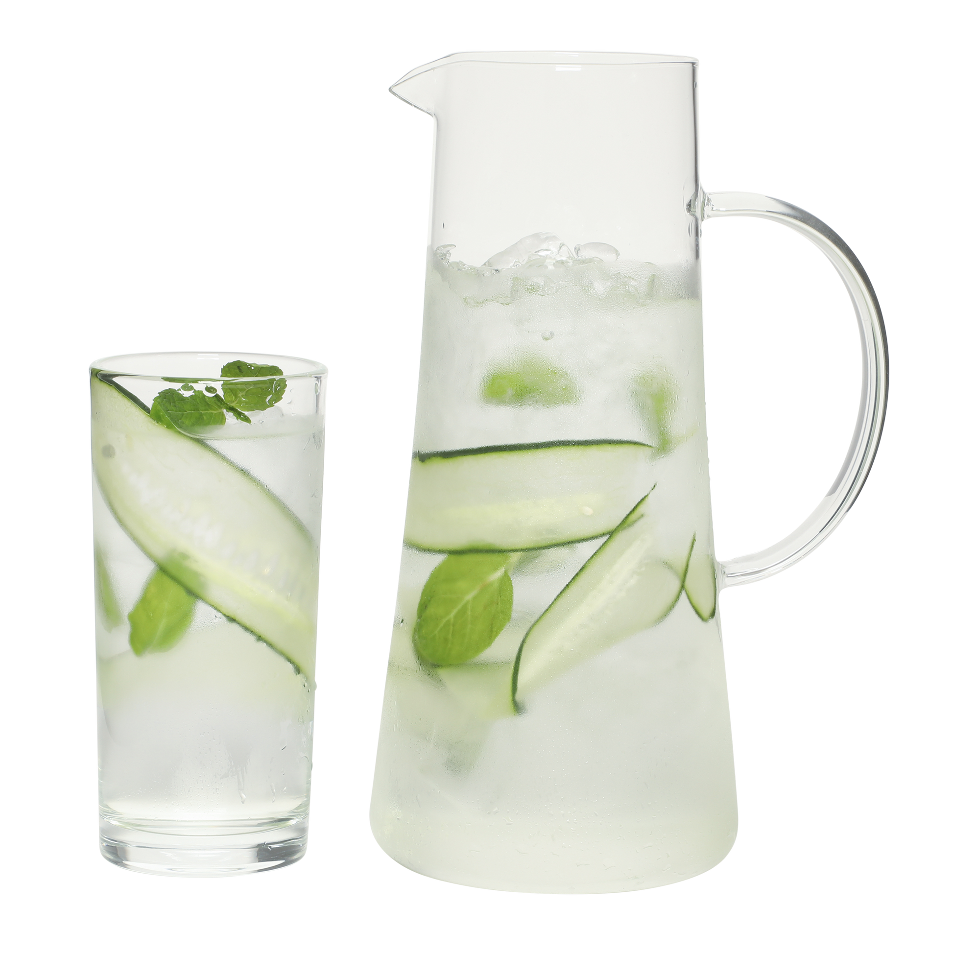 Gibson Home Boozy Brunch 7 Piece Glass Pitcher & Tumbler Set – 1.5L Pitcher with Six 13–14oz Tumblers, Everyday Beverage & Entertaining Drinkware Set, Dishwasher Safe