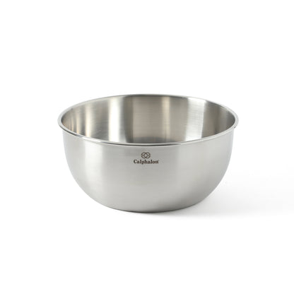 Calphalon Astro Mixing Bowls, 3-Piece Stainless Steel Mixing Bowl Set with Matte Finish, Nesting Metal Mixing Bowls for Baking and Prep, Silver