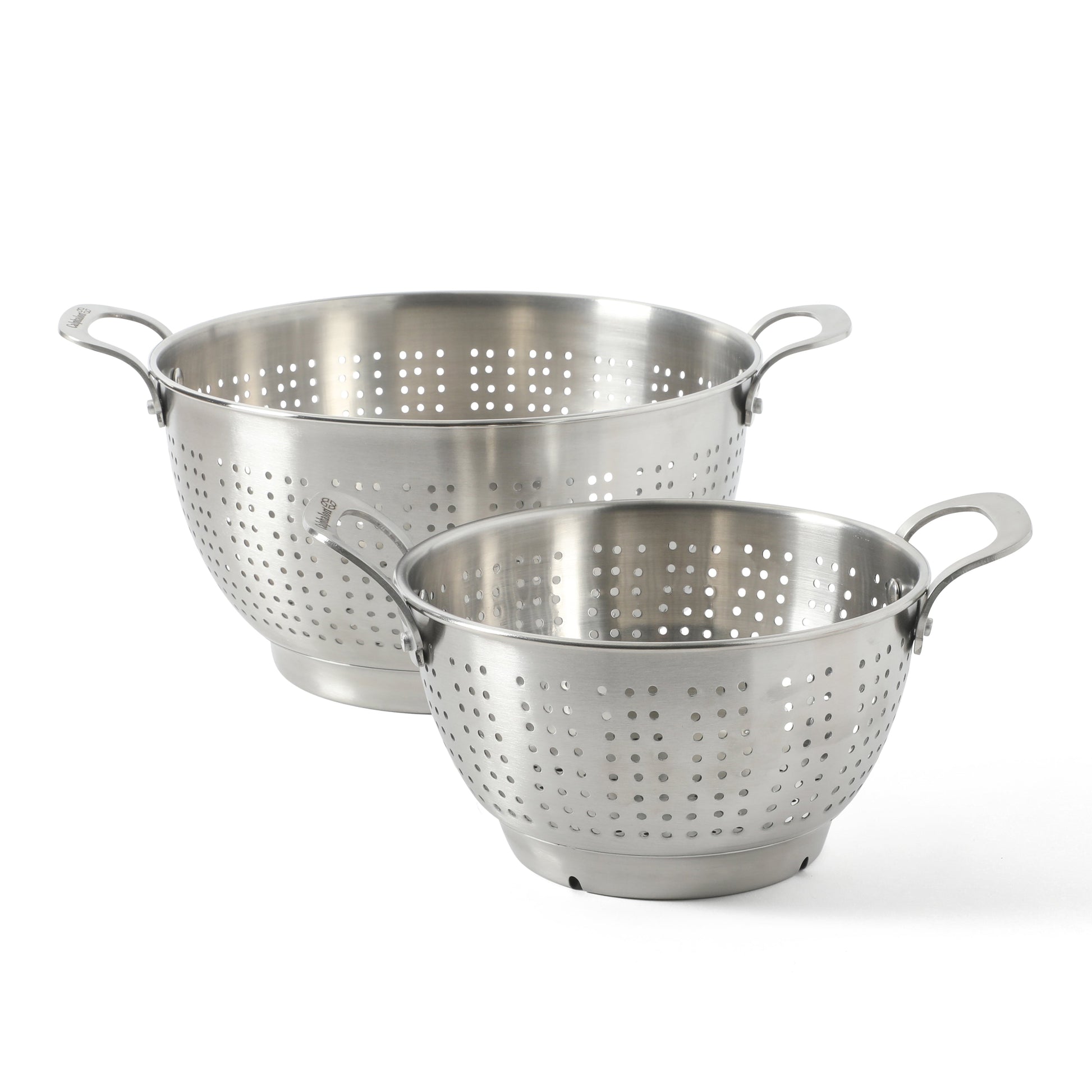 Calphalon Astro Colander Set, 2-Piece Stainless Steel Colander and Strainer, 5 QT & 1.5 QT Pasta Strainer with Handles, Kitchen Colander, Silver