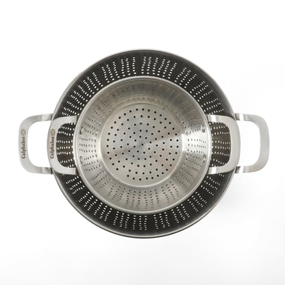 Calphalon Astro Colander Set, 2-Piece Stainless Steel Colander and Strainer, 5 QT & 1.5 QT Pasta Strainer with Handles, Kitchen Colander, Silver
