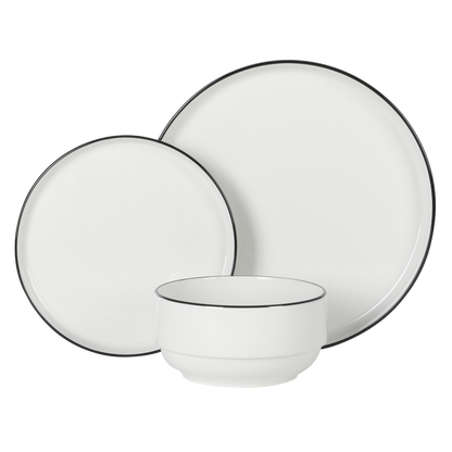 Gibson Home Rothernberg Stackable 18 Piece, Service for 6, Porcelain Plates and Bowls Set