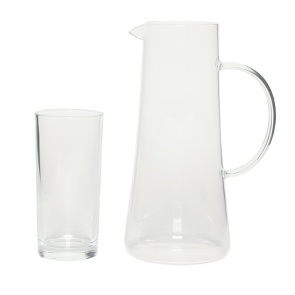 Gibson Home Boozy Brunch 7 Piece Glass Pitcher & Tumbler Set – 1.5L Pitcher with Six 13–14oz Tumblers, Everyday Beverage & Entertaining Drinkware Set, Dishwasher Safe