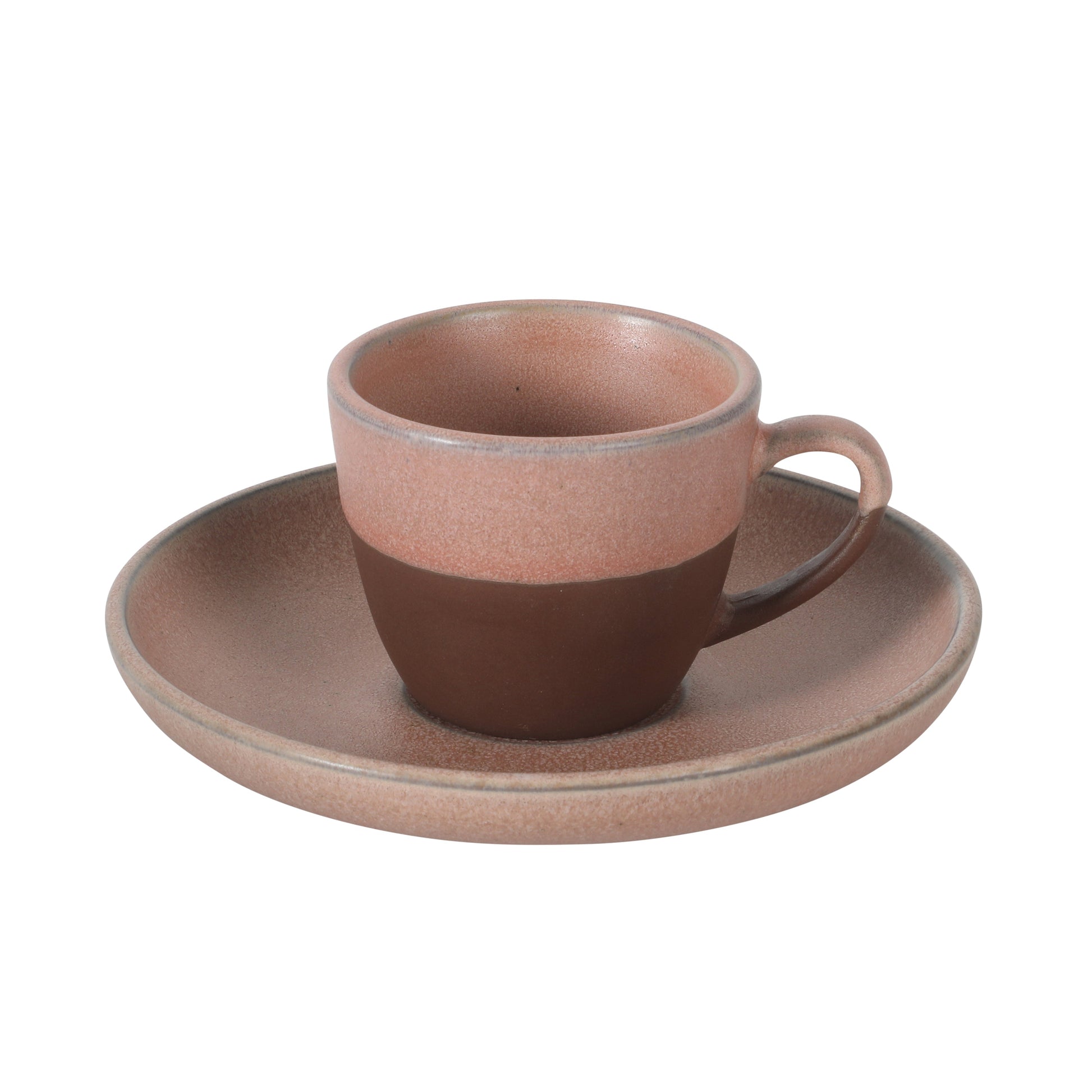 Gibson Elite William Crest 8 Piece Cup & Saucer Set, 4 Stoneware Cups & 4 Saucers, Reactive Glaze Finish, 3.5oz Espresso Cups, 5.5” Saucers, Round Coffee Set, Microwave & Dishwasher Safe