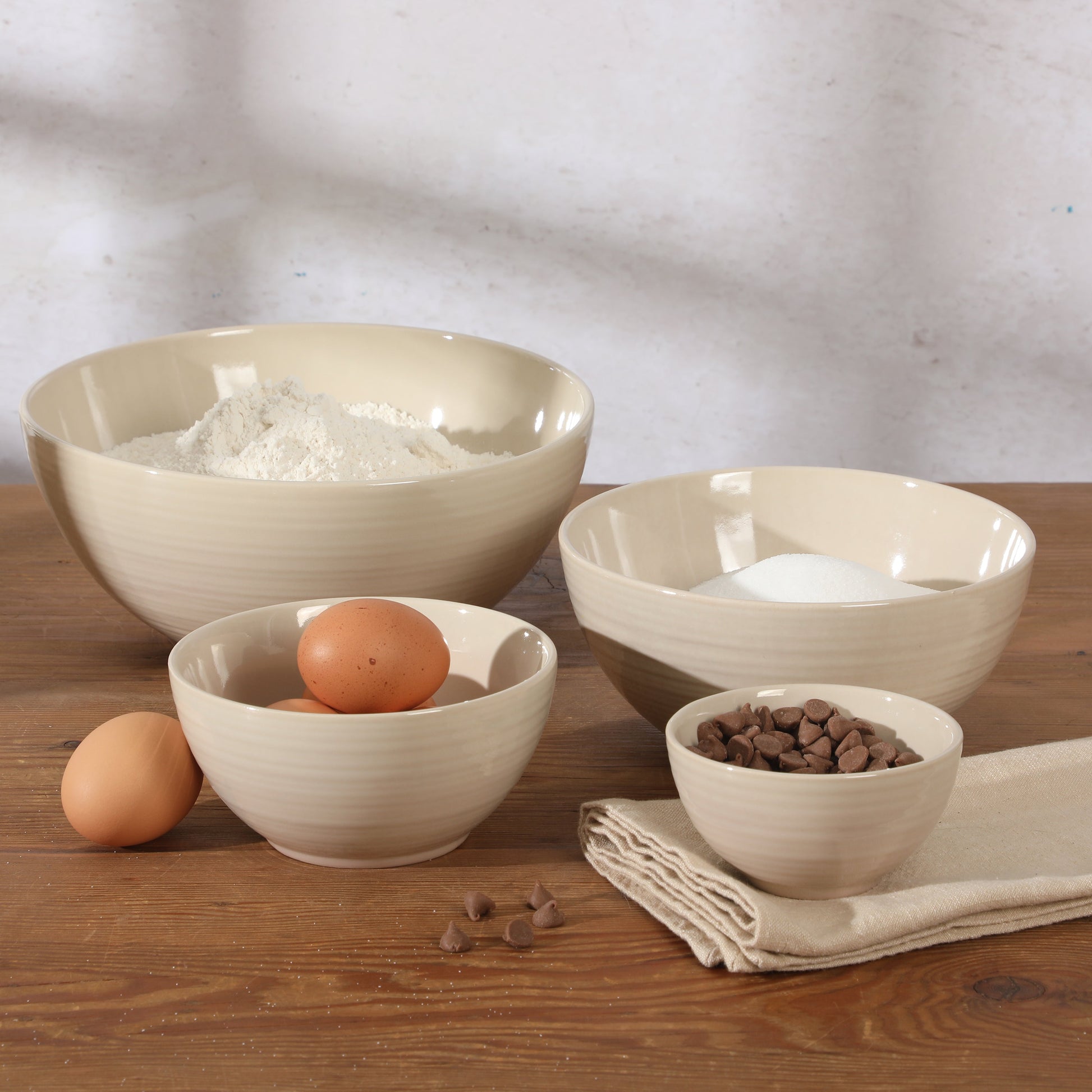 Gibson Elite Maple Grove 4-Piece Stoneware Nesting Bowl Set, Reactive Glaze Mixing and Serving Bowls, Dishwasher Safe
