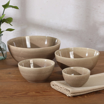 Gibson Elite Maple Grove 4-Piece Stoneware Nesting Bowl Set, Reactive Glaze Mixing and Serving Bowls, Dishwasher Safe