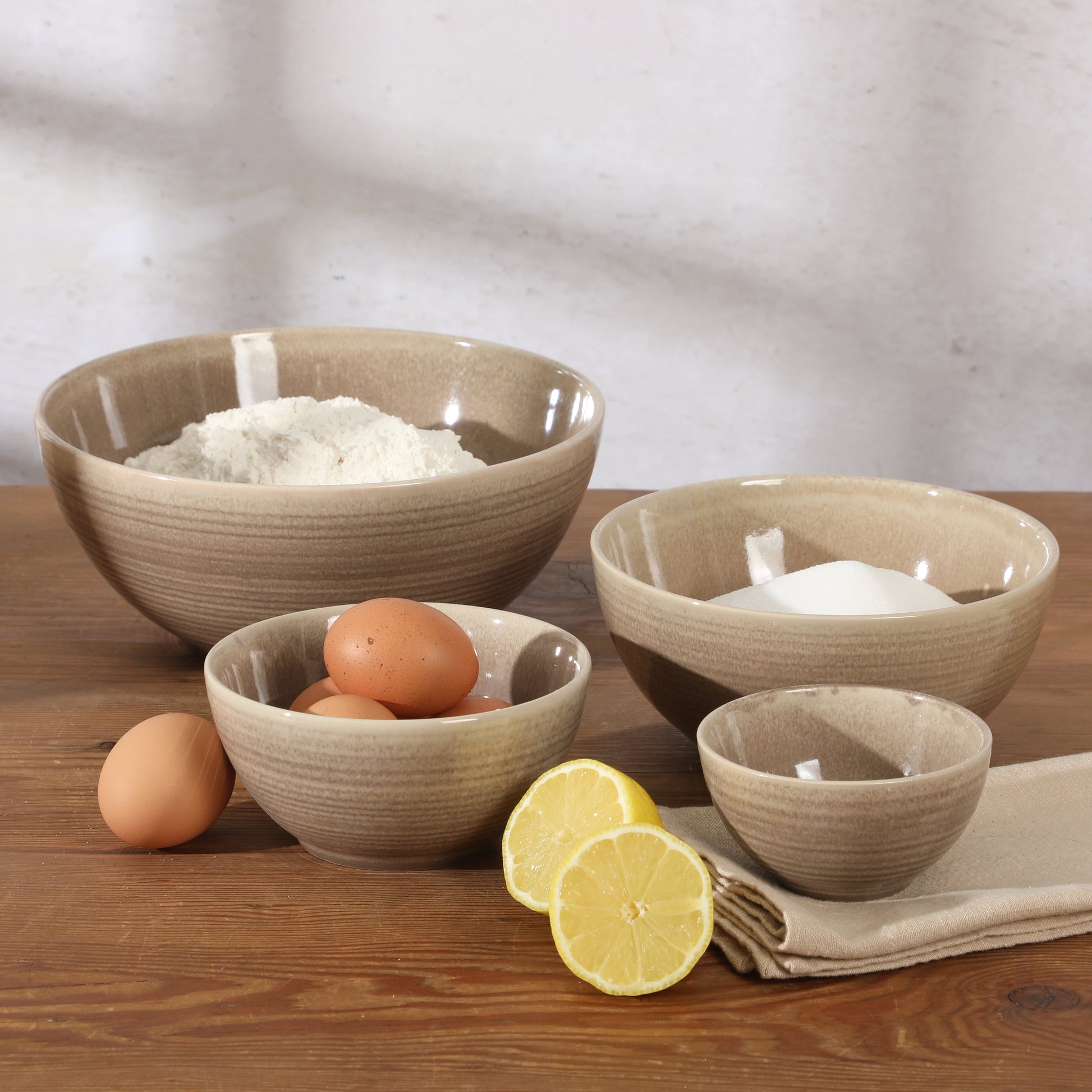 Gibson Elite Maple Grove 4-Piece Stoneware Nesting Bowl Set, Reactive Glaze Mixing and Serving Bowls, Dishwasher Safe