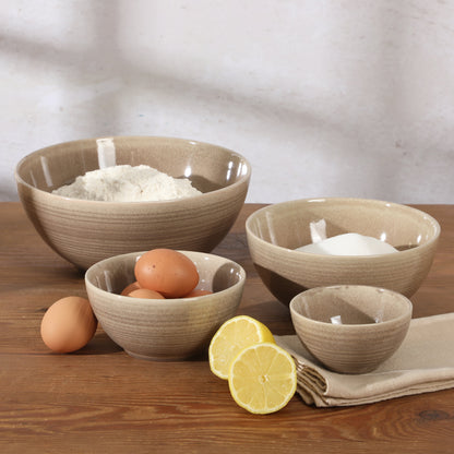 Gibson Elite Maple Grove 4-Piece Stoneware Nesting Bowl Set, Reactive Glaze Mixing and Serving Bowls, Dishwasher Safe