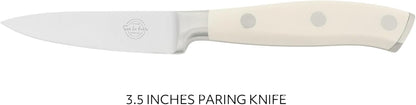 Sur La Table Kitchen Essentials Tasting Kitchen German Steel Paring Knife, 3.5-Inch Stainless Steel Blade – Professional Kitchen Knife with White Handle and Forged Full Tang