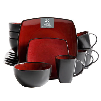 Gibson Elite Soho Lounge Square 16-Piece Stoneware Dinnerware Set