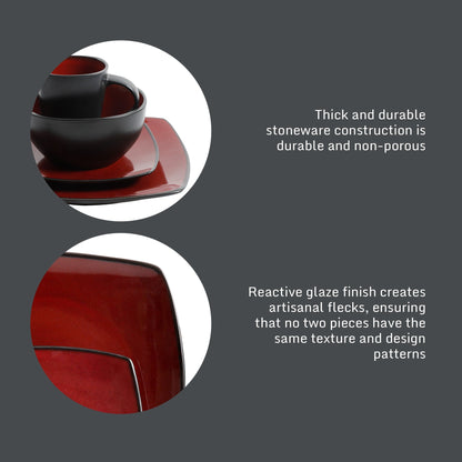 Gibson Elite Soho Lounge Square 16-Piece Stoneware Dinnerware Set