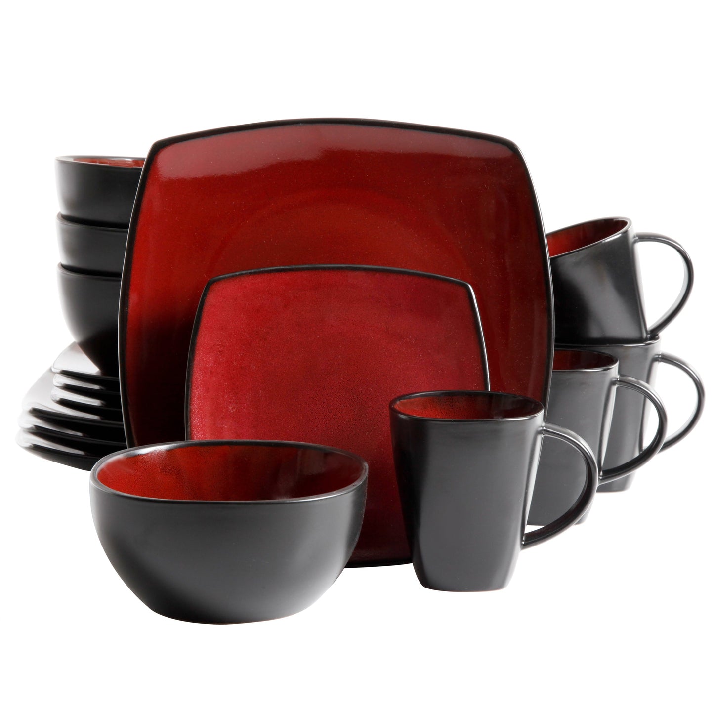 Gibson Elite Soho Lounge Square 16-Piece Stoneware Dinnerware Set