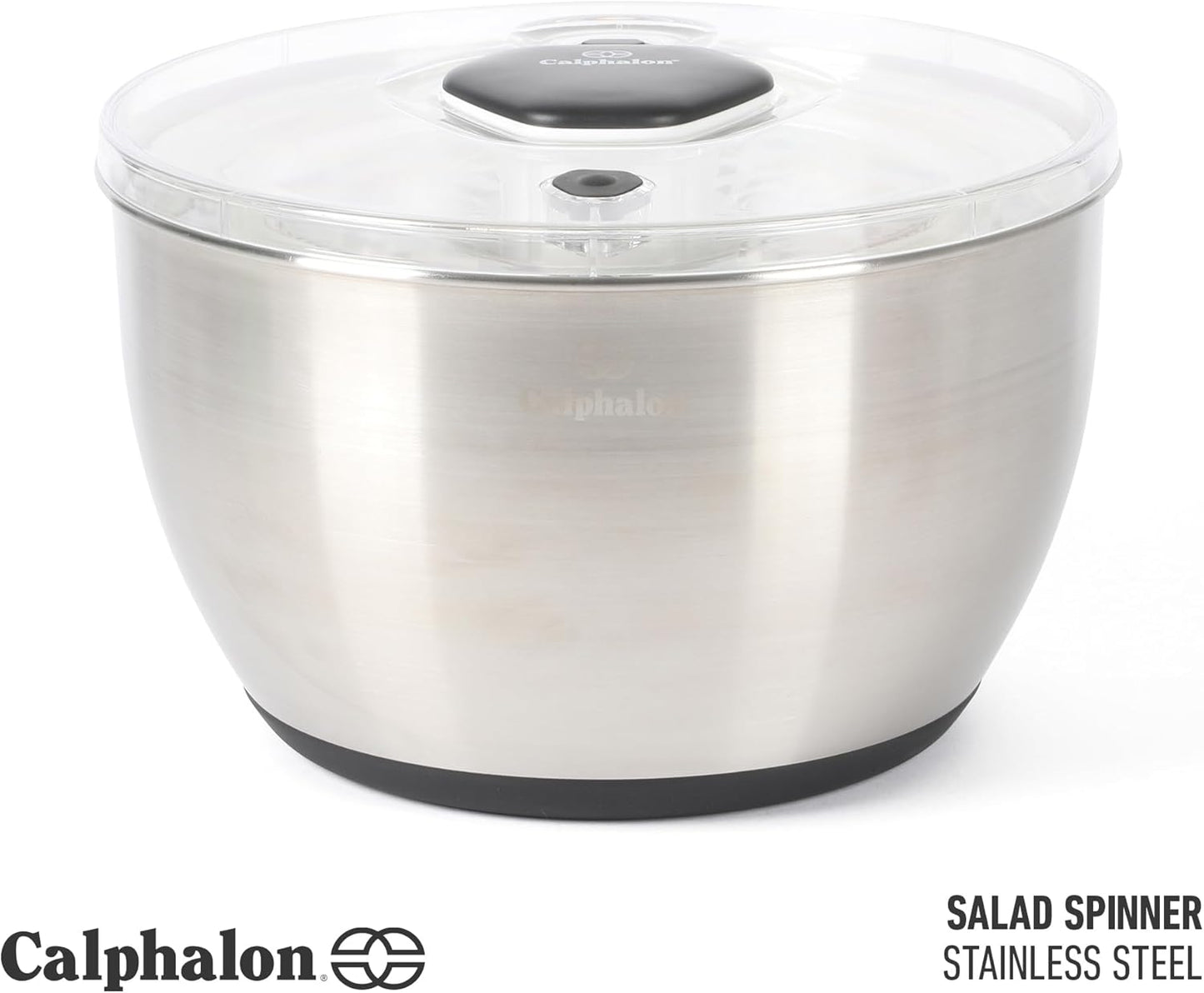 Calphalon Aero 6.3 Qt Stainless Steel Salad Spinner, Fruit Washer, Fruit Washing Bowl with Strainer, Vegetable Cleaner, Salad Cleaner, Lettuce Washer