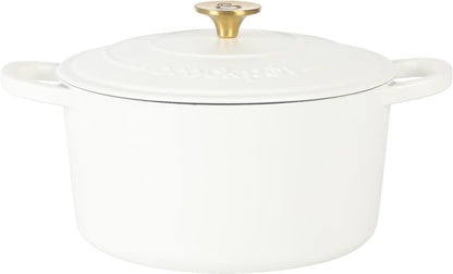 Crock Pot Artisan 6-Quart Round Dutch Oven - Matte Linen White w/Gold Knob, Gradient Red, or Teal Ombre