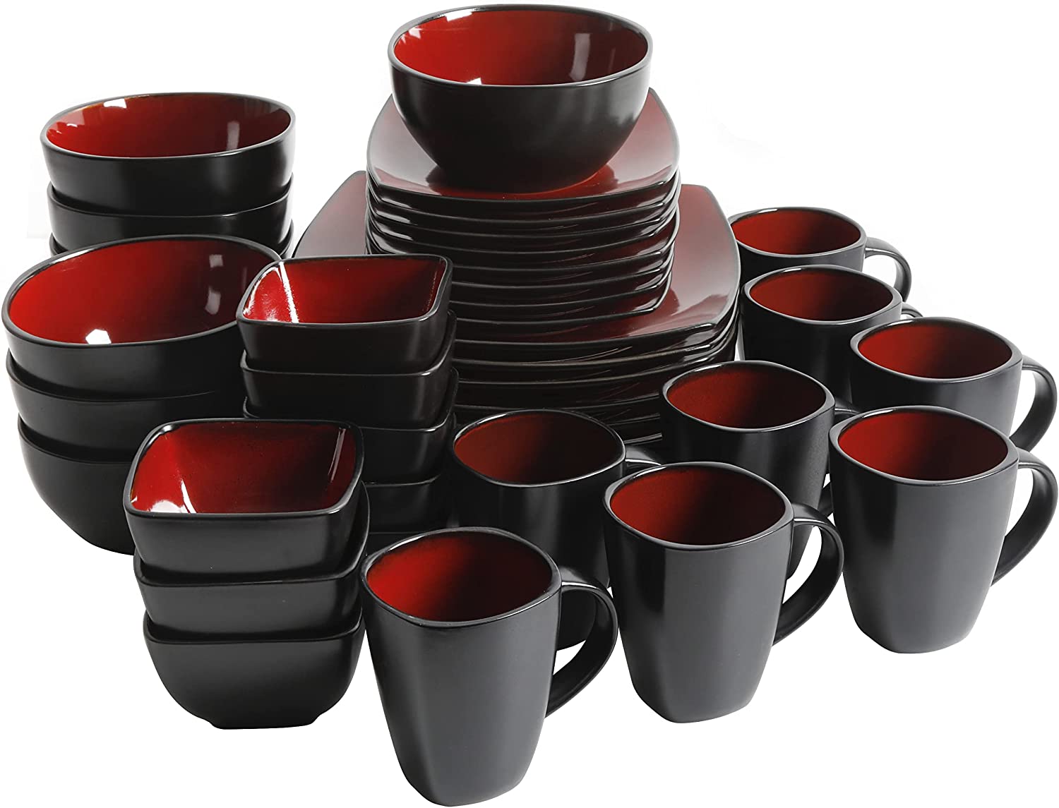 Gibson Elite Soho Lounge Square 40-Piece Reactive Stoneware Dinnerware Set