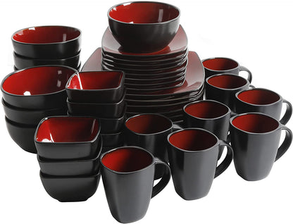 Gibson Elite Soho Lounge Square 40-Piece Reactive Stoneware Dinnerware Set