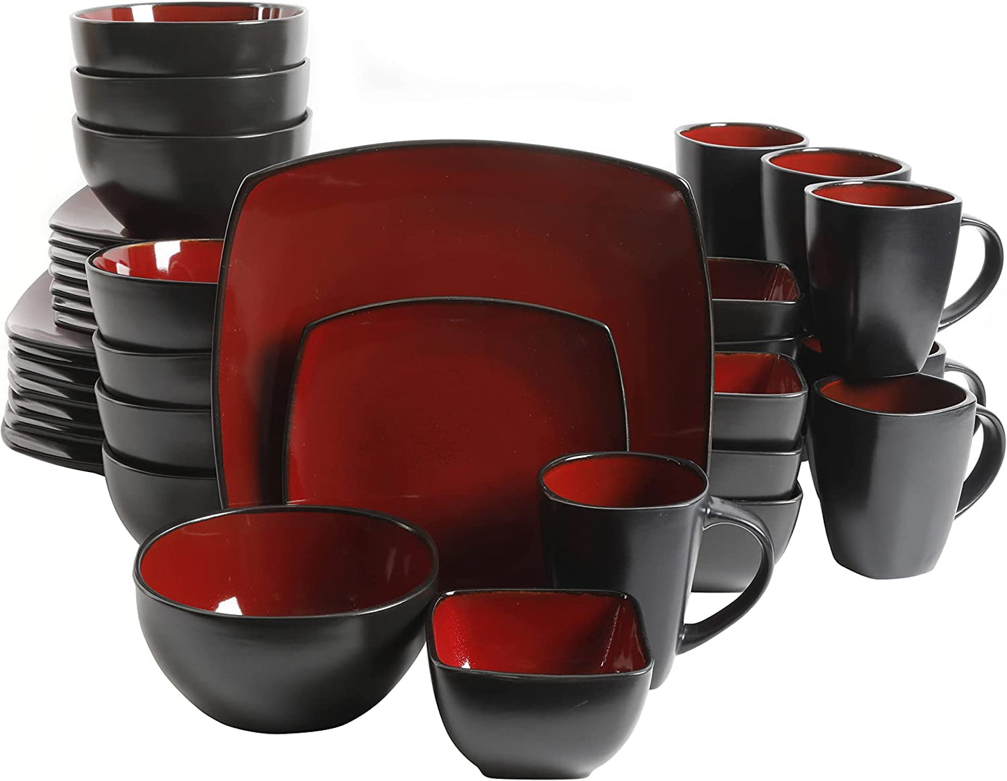 Gibson Elite Soho Lounge Square 40-Piece Reactive Stoneware Dinnerware Set