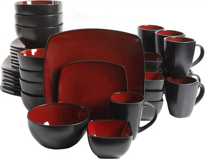 Gibson Elite Soho Lounge Square 40-Piece Reactive Stoneware Dinnerware Set