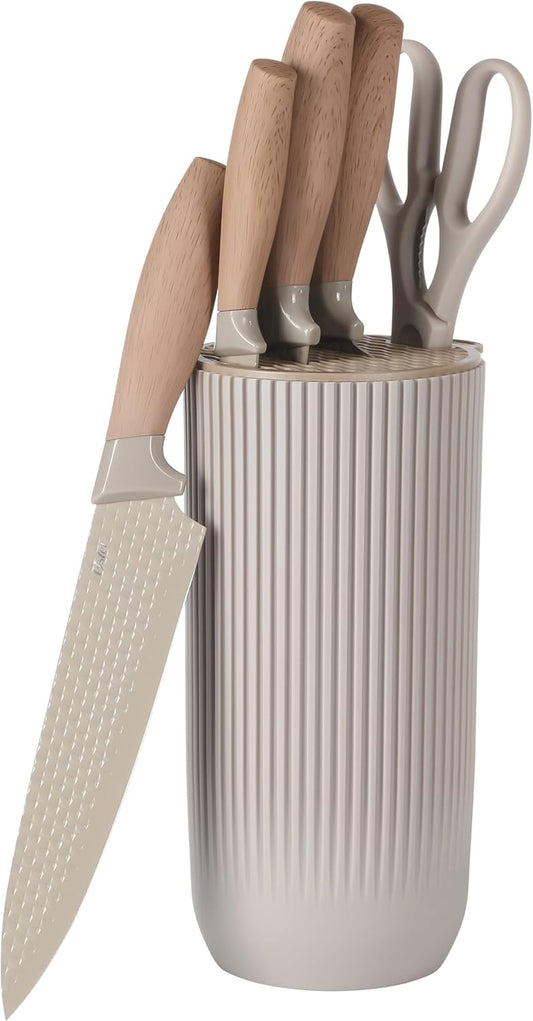 Oster Gunderson 6-Piece Kitchen Knife Block Set. Stainless Steel Kitchen Knife Set