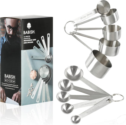 Babish 10-Piece Stainless Steel Measuring Cups & Spoons Set