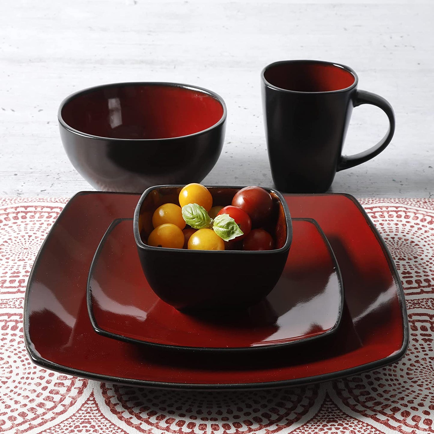 Gibson Elite Soho Lounge Square 40-Piece Reactive Stoneware Dinnerware Set