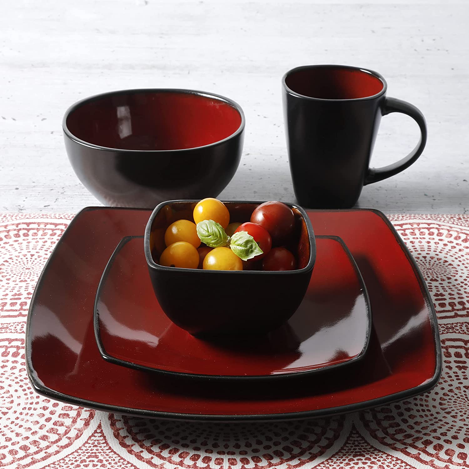 Gibson Elite Soho Lounge Square 40-Piece Reactive Stoneware Dinnerware Set