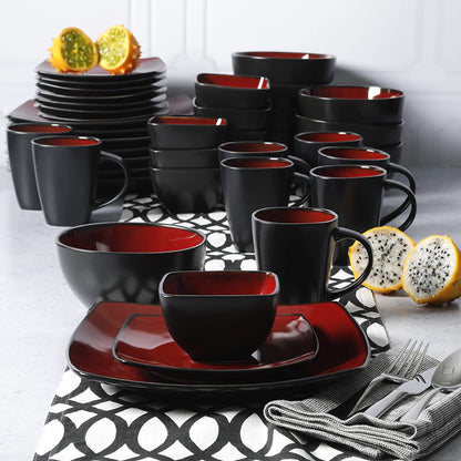 Gibson Elite Soho Lounge Square 40-Piece Reactive Stoneware Dinnerware Set