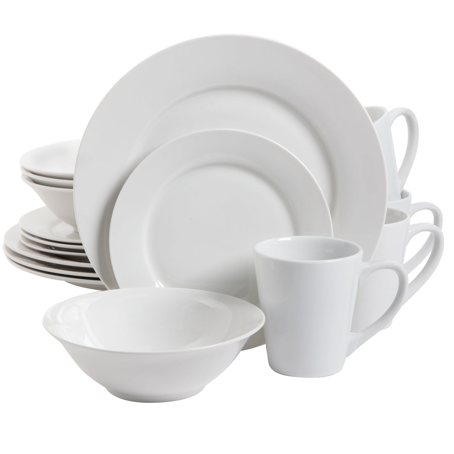 Gibson Home Noble Court 16-Piece Dinnerware Set, Service for 4, Bowls and Dinner Plates