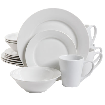 Gibson Home Noble Court 16-Piece Dinnerware Set, Service for 4, Bowls and Dinner Plates