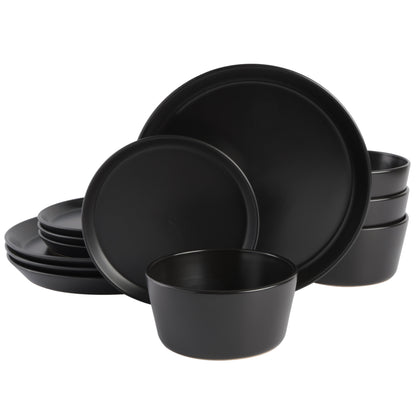 Gibson Home Sofia 12-Piece Coupe Matte Glaze Stoneware Dinnerware Set