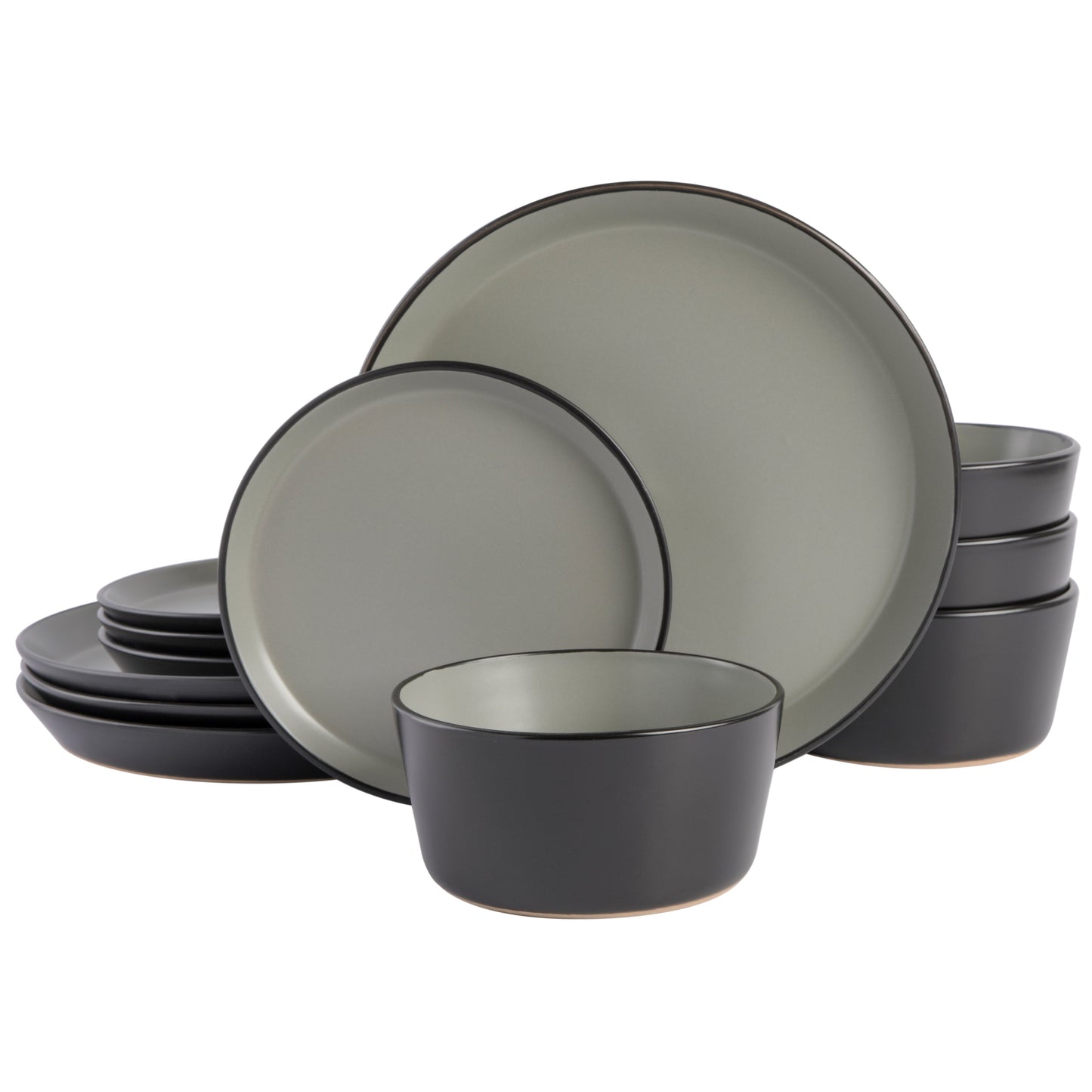 Gibson Home Sofia 12-Piece Coupe Matte Glaze Stoneware Dinnerware Set